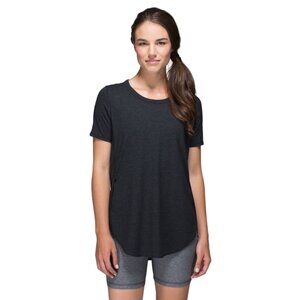 Lululemon Womens Heathered Black Om Short Sleeve Tee Shirt Size 6